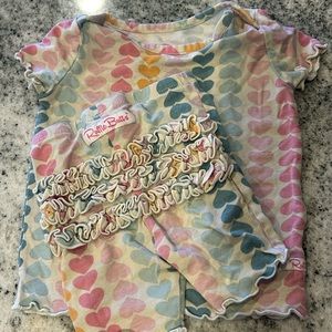 Rainbow hearts ruffle butts pj set 18-24m